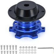 Resim Mavi Evrensel Direksiyon Hızlı Bırakma Göbeği Boss Kiti Tekerlek Göbeği Adaptörü 6 Delikli Direksiyon Simidi Göbeği İçin 