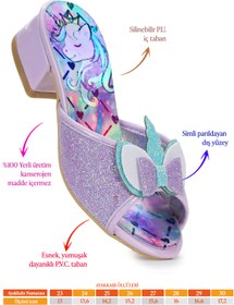 Resim Kiko Kids Unibella Unicorn Kız Çocuk Topuklu Simli Abiye Terlik 