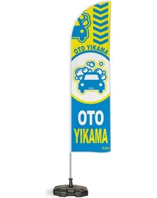 Resim Oto Yıkama V1 Temalı Yelken Bayrak Takımı Mavi Sarı 2 Adet 
