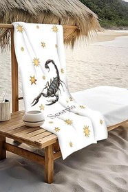 Resim Dijital Baskı Plaj Deniz Havlusu Akrep Burcu Desenli Peştamal HVL0040 