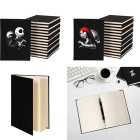 Resim Skull Loves Sevgili Çift Kanvas Defter - Siyah 