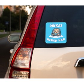 Resim DRN DİZAYN Dikkat Arabada Bebek Var Araç Sticker'ı 