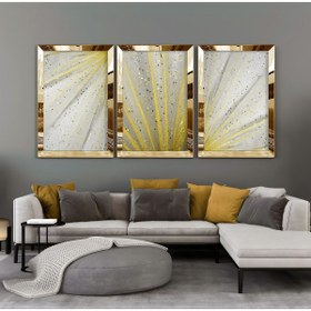 Resim Harika bir ev |gold-beyaz Soyut Kombini |pleksi Çerçeveli Mdf Tablo 3dky 
