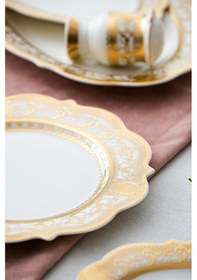 Resim Acar Camilla 60 Parça 12 Kişilik Gold Porselen Yemek Takımı Beyaz - Gold 