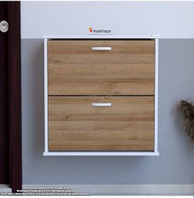 Resim Modilayn Umay Asma Kapı Önü 72 X 74 X 25, 5 Cm Lik 2 Düşer Kapak 4 Göz Bölmeli Ayakkabılık Beyaz - Cordoba 