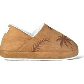 Resim Liger Ultra Hafif Palmiye Desenli Yünlü Ev Ayakkabısı Kadın Panduf TABA 