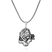 Resim MaGümüş Erkek Aslan Figür 60 Cm 925 Gümüş Kolye 