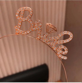 Resim Rose Gold Renkli Taşlı Bride Gelin Tacı El Yazısı Yazı Tipiyle Diğer 