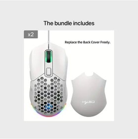 Resim Turcoshop11 Hxsj Yeni Usb Rgb Aydınlatmalı 7200dpı Braided Oyun Faresi 2 Beyaz Yedek Kapaklı Diğer 