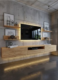 Resim Resital Ledli Duvara Monte Tv Sehpası - Çam - W6017-6 Çam 