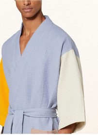 Resim Unisex Kimono Waffle 125 Cm Şal Yaka Çift Halkalı Kemerli Mavi 