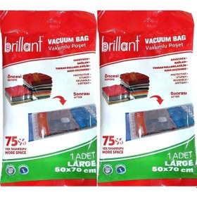 Resim Brillant Vakumlu Poşet/hurç 50 70cm Large İç Adet 1 2 Li Set Şeffaf 