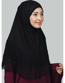 Resim Altobeh İkili Set Dantelli Pratik Eşarp Hazır Hijab ve Tesettür Bonesi XL - Siyah 