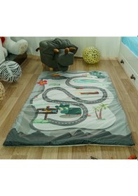 Resim Zooturak Peluş Çocuk Matı Boynuzlu Dinazor Pantos 100cm x 150cm 