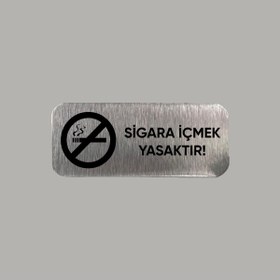 Resim CRF Metal Sigara İçmek Yasaktır Etiketi Arkası Yapışkanlı 3x7 cm 1 Adet 