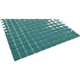 Resim MozaiKristaL Tüm Yüzeyler Için 25X25MM. Parlak Safir Turkuaz, 31,5X31,5CM. Fileli Cam Mozaik. 