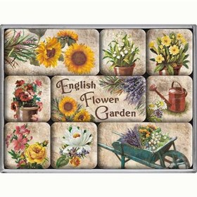 Resim Nostalgic Art English Flower Garden Magnet Set 9 Parça 