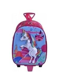 Resim Çekçekli Kabartmalı Unicorn Kreş Anasınıfı Okul Çantası + Matara 