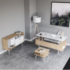 Resim lagomood Irony Maxi Ofis Takımı Beyaz Meşe 