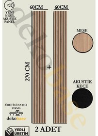 Resim Meşe 2 Adet 60x270 Cm Yeni Nesil Akustik Ahşap Duvar Paneli 