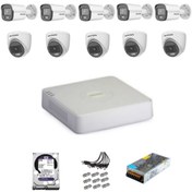Resim Hikvision Colorvu Gece-karanlıkta Renkli 10 Ahd Kameralı Güvenlik Kamera Kuruluma Hazır Set 