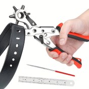 Resim Kemerler, Dikiş Projeleri ve El İşleri için Uygun - Kırmızı Kauçuk Tutamaklı Ağır Hizmet Tipi Suni Deri Delme Pensesi - DIY Meraklıları İçin Mükemmel Hediye, Yapay Deri Delgeç 
