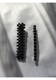 Resim Siyah Boncuklu Toka Seti Siyah 