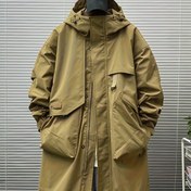 Resim Erkekler için Ağır Hizmet Rüzgar Geçirmez Kapüşonlu İş Kıyafeti - Uzun Formalite, Bol Kesim Rüzgar Geçirmez Ceket, Tam Fermuar Kapatma, Ön Cebi - Açık Hava, İnşaat, İşe Giderken - Bahar/Sonbahar Geçiş Havanası Kıyafeti, Açık Hava Giyim, Asimetrik Tasarım, Dayanıklı Kumaş 