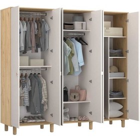 Resim Bohem 6 Kapaklı Aynalı Gardırop Florida Meşe-vizon 240x226x60 Cm Vizon 