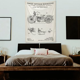 Resim Harley Davidson Model 28B Ivory - Motosiklet Duvar Örtüsü - 100 cm x 135 cm 