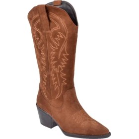 Resim Pullman Hakiki Deri İşlemeli Western Kadın Çizme PLM-011 TABA SÜET 