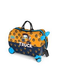 Resim Coral High Kids Kamyon Desenli Otur-çek Çocuk Valizi 16371 Sarı - Lacivert 