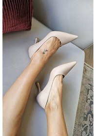 Resim 10 1109 Topukla Kadın Kadeh Topuklu 8 Cm Topuklu Stiletto Ayakkabı Ten 