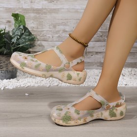Resim Kadınlar için Yazlık Çiçekli EVA Sandaletler - Kaymaz Platformlu, Yumuşak Tabanlı ve Dekoratif Çiçek Desenli Plaj Ayakkabıları, Yuvarlak Burun & Yastıklı İç Taban ile Günlük Kullanım, Havuz Kenarı Konforu, Antiskid Yapı 