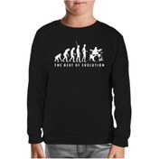 Resim Drummer - The Beat Of Evolution Siyah Çocuk Sweatshirt Siyah 
