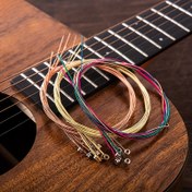 Resim 6'lı set yüksek kaliteli akustik gitar telleri - 6 adet bakır yedek gitar teli | Akustik gitarlar için uygun üstün kalite aksesuar 