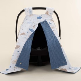 Resim Puset Örtüsü - Çift Taraflı - Koyu İndigo Petek - Mavi Bulut 