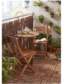 Resim Yarı Katlanır Masa 70 Cm Bahçe Masası Balkon Masası Kahverengi 