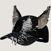Resim 1 adet Y2K Esintili Doberman Kot Beyzbol Şapkası, Yıpranmış Kulaklar - Ayarlanabilir Snapback, Güneş Koruyucu & Makinede Yıkanabilir - Doğum Günleri, Sokak Giyimi Tarzı, Sokak Giyimi Aksesuarı İçin Mükemmel | Yıpranmış Beyzbol Şapkası | Benzersiz Snapback 