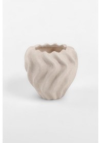 Resim Pluvia Dalgalı Bej Seramik Vazo 15x15 Cm Bej 