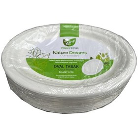 Resim Roll-up Nature Ekolojik Karton Kağıt Tek Kullanımlık Oval Tabak - 20x26 Cm. - 50 Adetlik 1 Paket 