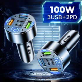 Resim 2PD+3USB PD+Super+3.1 Dijital Ekranlı Araç Şarj Cihazı, PD, USB, Araç Şarjı, 3.1 