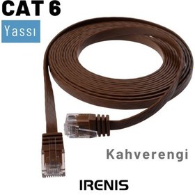 Resim Irenis CAT6 Kablo Yassı Ethernet Network Lan Ağ İnternet Kablosu 15 M Kahverengi 