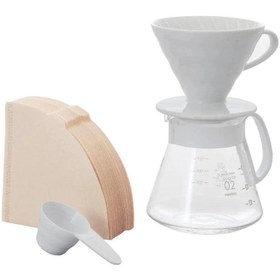 Resim Hario V60 02 Seramik Kahve Demleme Seti “Beyaz” - V60 02 Seramik Full Set 