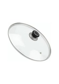 Resim Tencere Sahan Tava Cam Kapağı Buhar Delikli Kapak 30 Cm Siyah Tutma Tepesi 