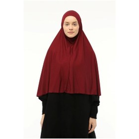 Resim Altobeh Hazır Türban Peçeli Pratik Eşarp Tesettür Nikaplı Hijab - Namaz Örtüsü Sufle 3xl - Bordo Bordo 