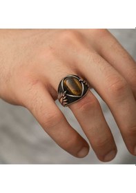 Resim Stillove Gümüş Kaplangözü Taşlı İşlemeli Erkek Yüzük Sl4681 Gümüş 
