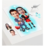 Resim Kişiye Özel Sevgililer Karikatür 240 Parça A3 Puzzle - 1 