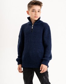 Resim Cloudy Kids Erkek Çocuk Fermuarlı Boğazlı Yaka Triko Kazak 