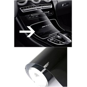 Resim Parlak Siyah Folyo Hava Kanallı Araç Döşeme Kaplama Folyosu Siyah 30 Cm X 1 Metre Piano Black Folyo 